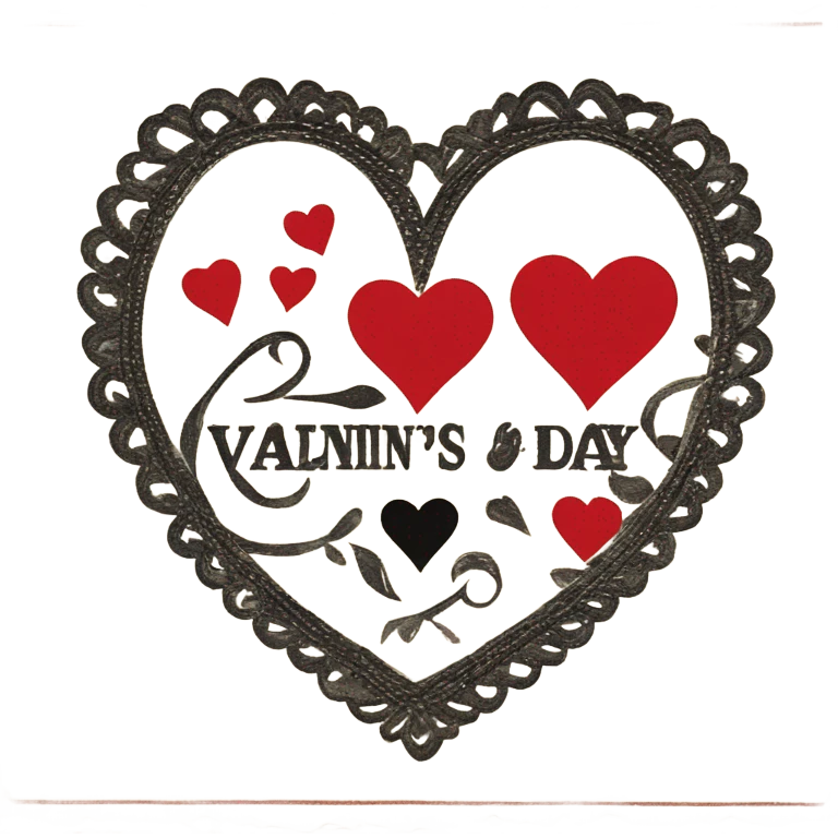 vintage valentine’s day card black red emoji