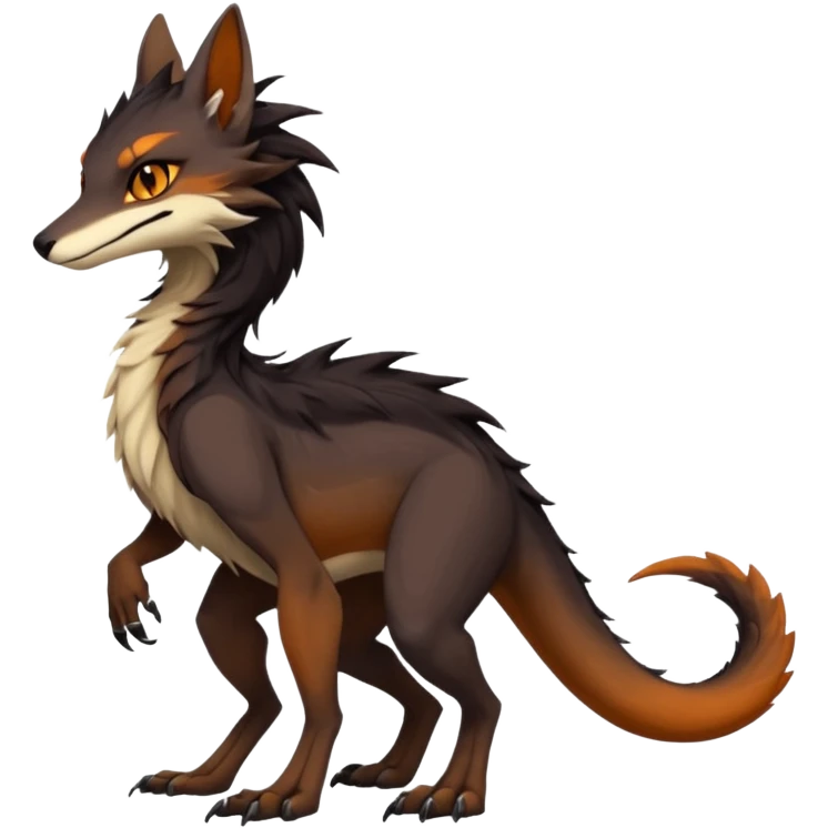 Brown and beige badass elegant wild beautiful natural cute badass epic exotic anthro modern furry 2-legged sergal-vernid-creature, full body, dark-brown-black-gradient pretty hair, with a long tufted tail, beautiful hazel-orange eyes, aesthetic, art by LiLaiRa, art by art by Falvie emoji