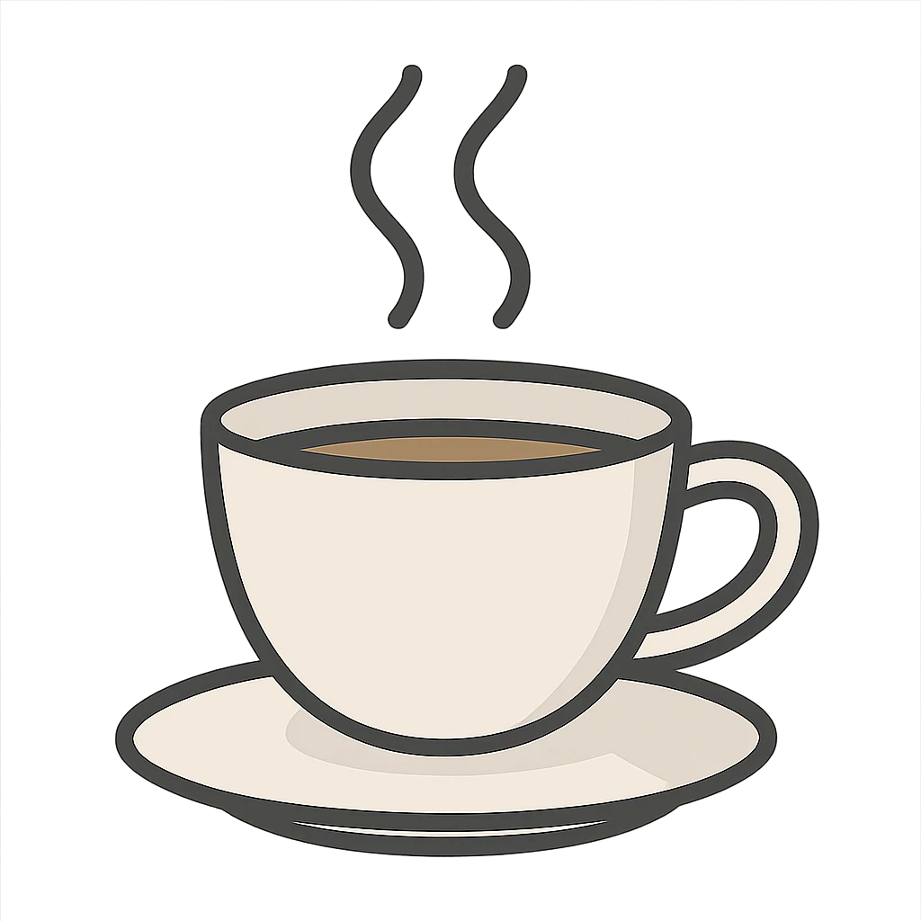 A modern coffee cup with steam rising, clean lines and minimal shading for a contemporary look. emoji