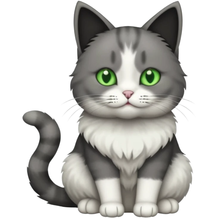 full body half dark grey and half white cat emoji