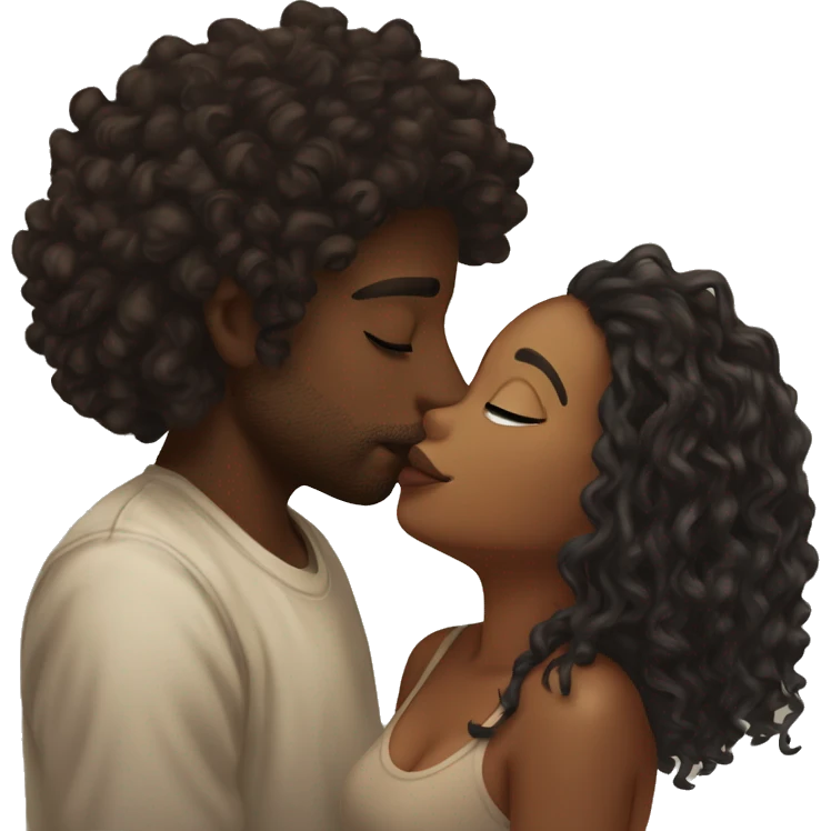 Me kissing my brown skin girlfriend with dark curly hair. I am black and have a septum piercing, and blonde locs. She has a septum piercing aswell. emoji