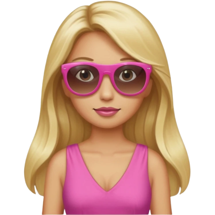 dior women with long blonde hair, pink dress, wear sun glasses emoji
