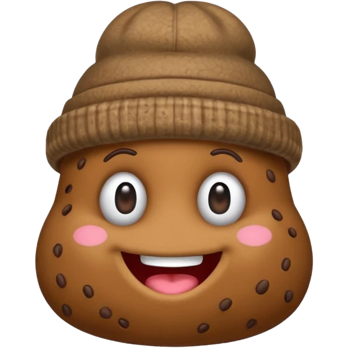 cute poop with a funky cap, looking cool emoji