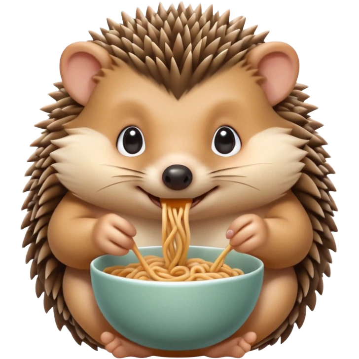hedgehog eating noodle emoji