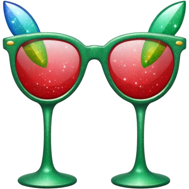 glitter red and green glasses vertically emoji