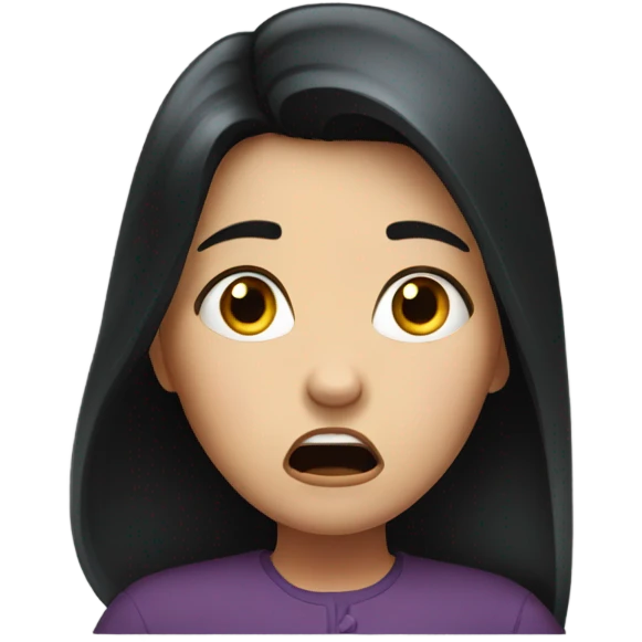 Girl scared dark hair emoji