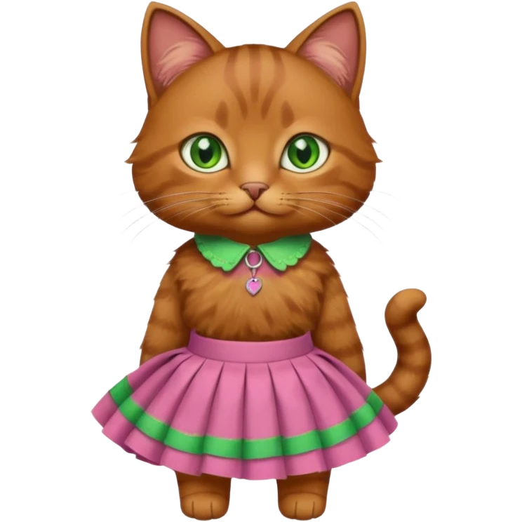 Brown cat wearing a skirt emoji