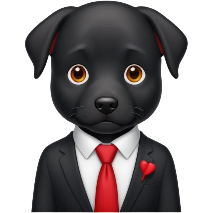 black dog with red tie,white shirt emoji
