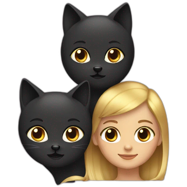 gold hair two sisters with one black cat emoji