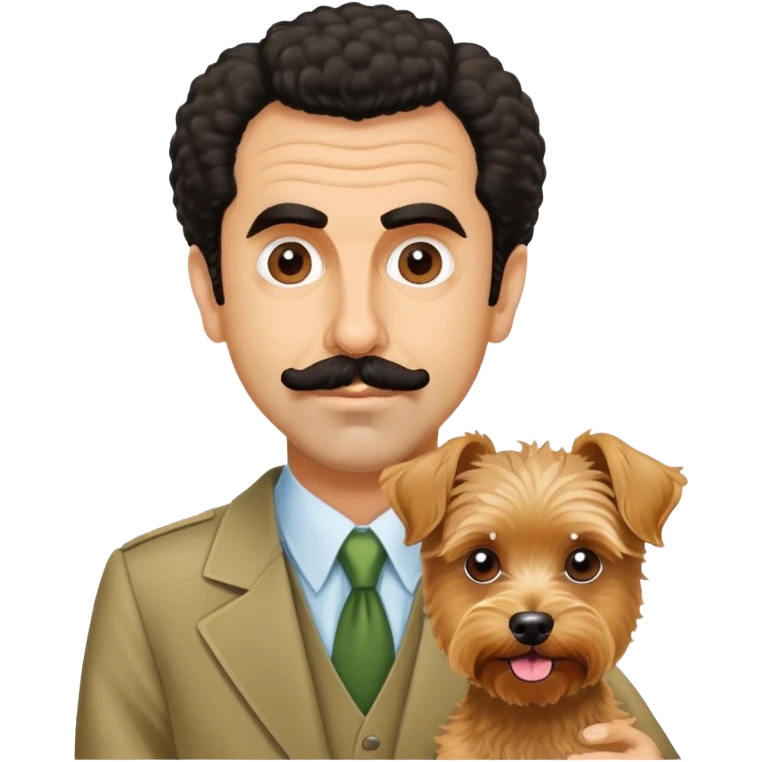 Borat with a yorkiepoo emoji