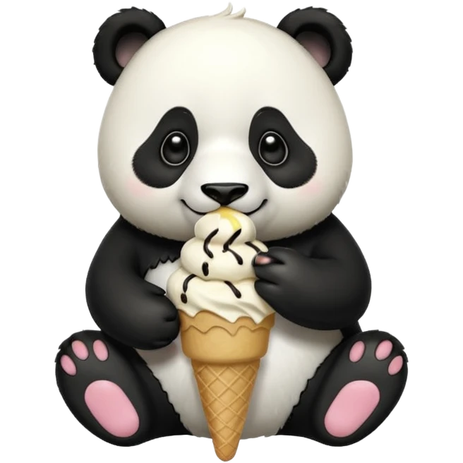 Panda eating ice cream emoji
