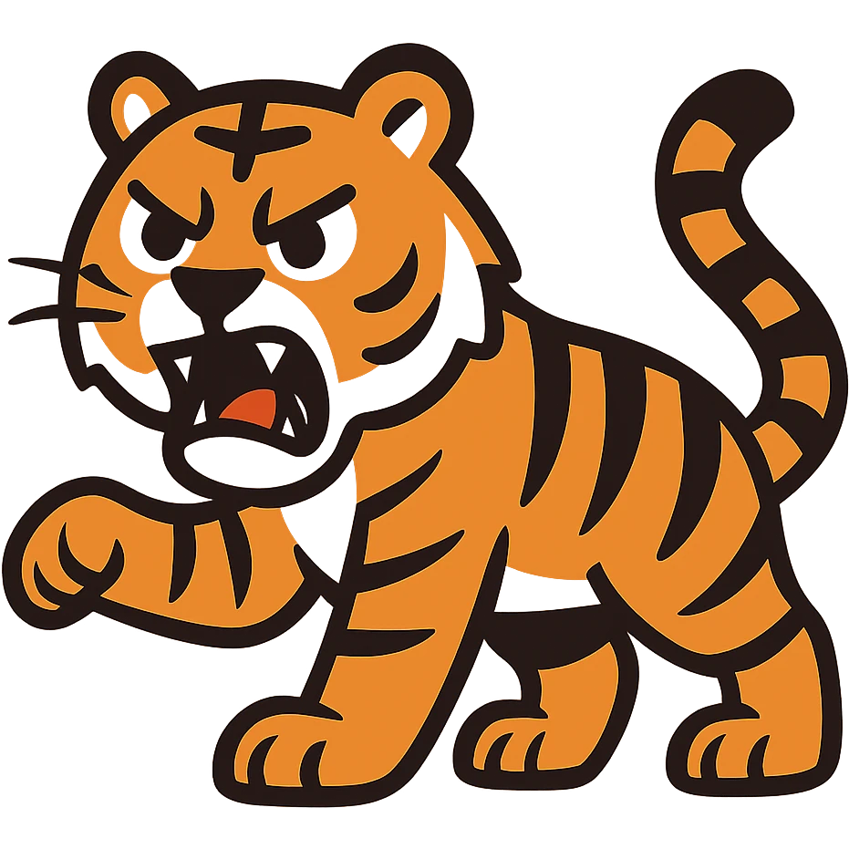 flat toon style angry tiger emoji