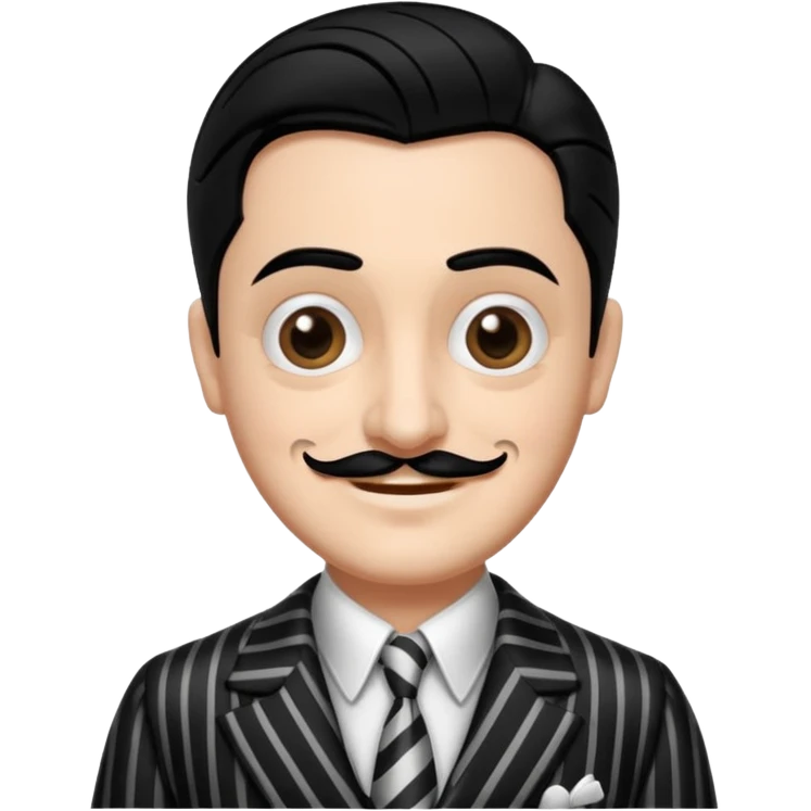 Design Gomez Addams in a striped suit with slick hair & quirky smile. emoji