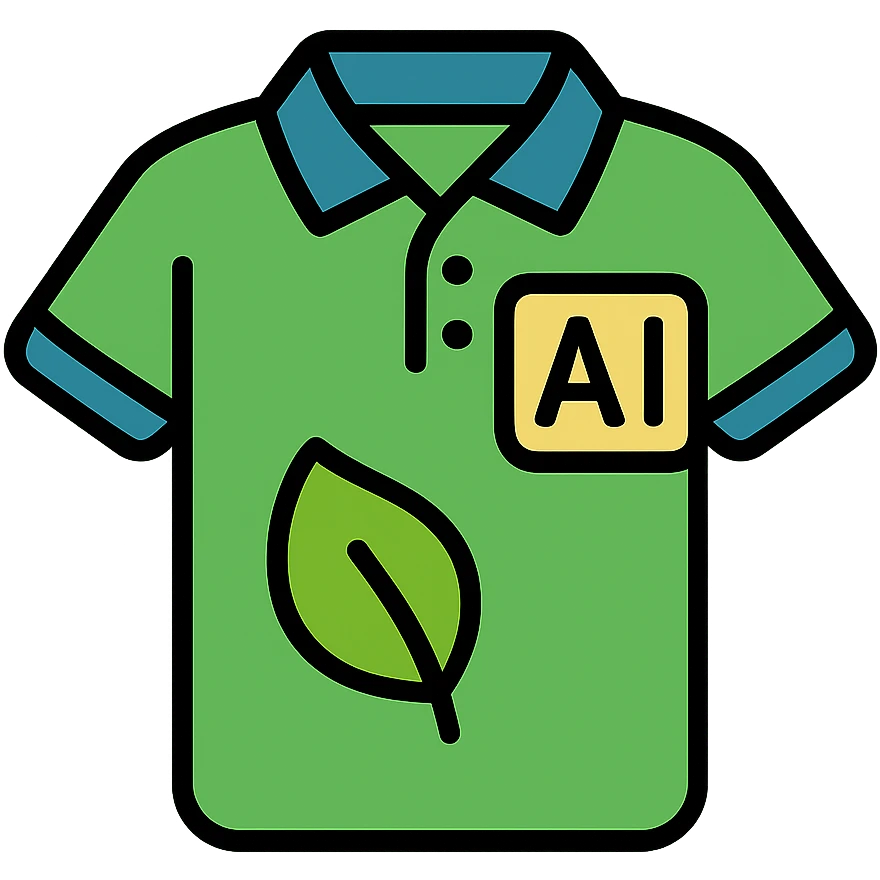 eco-friendly polo shirt with AI details, clean lineal color icon with black outlines emoji