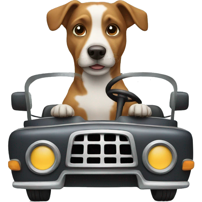 Dog driving  emoji