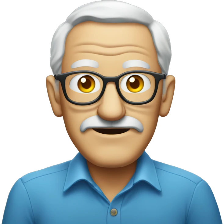old man blue shirt portrait with beer emoji