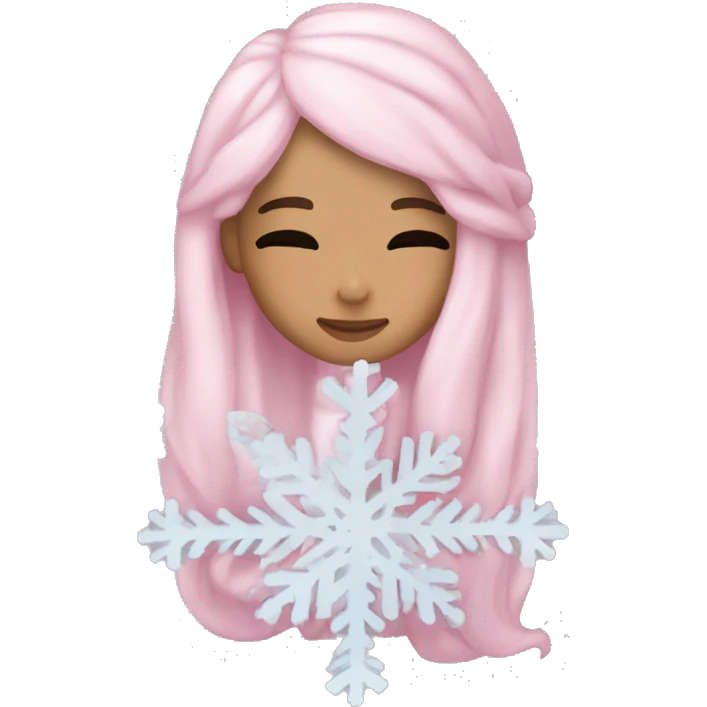 Ariana Grande sleeping light pink hair holding a snowflake emoji
