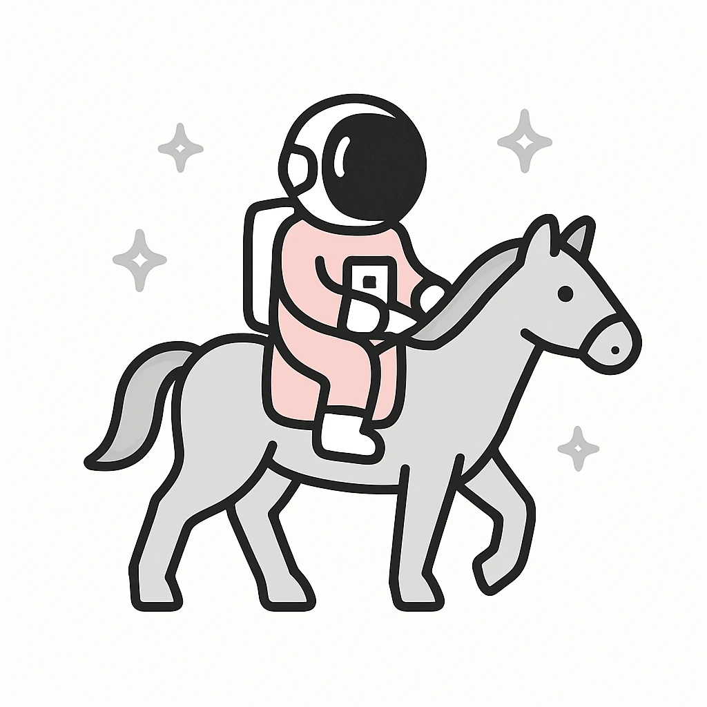 astronaut on horseback with stars in background emoji