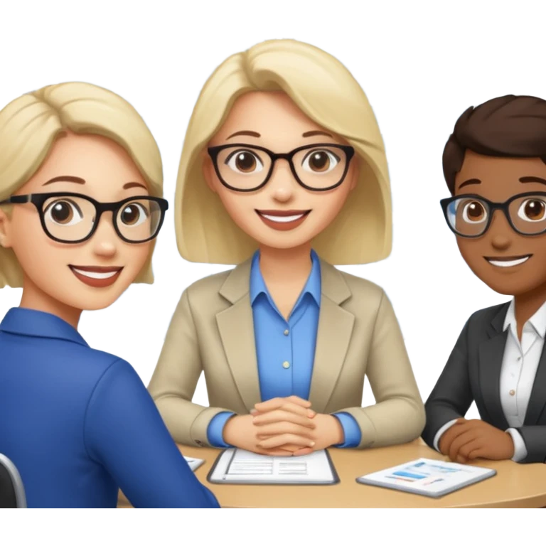 a woman developer in a meeting with others developers emoji