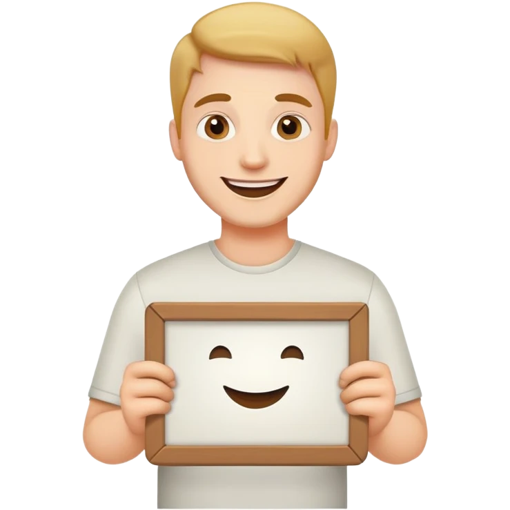 Happy guy holding a sign emoji