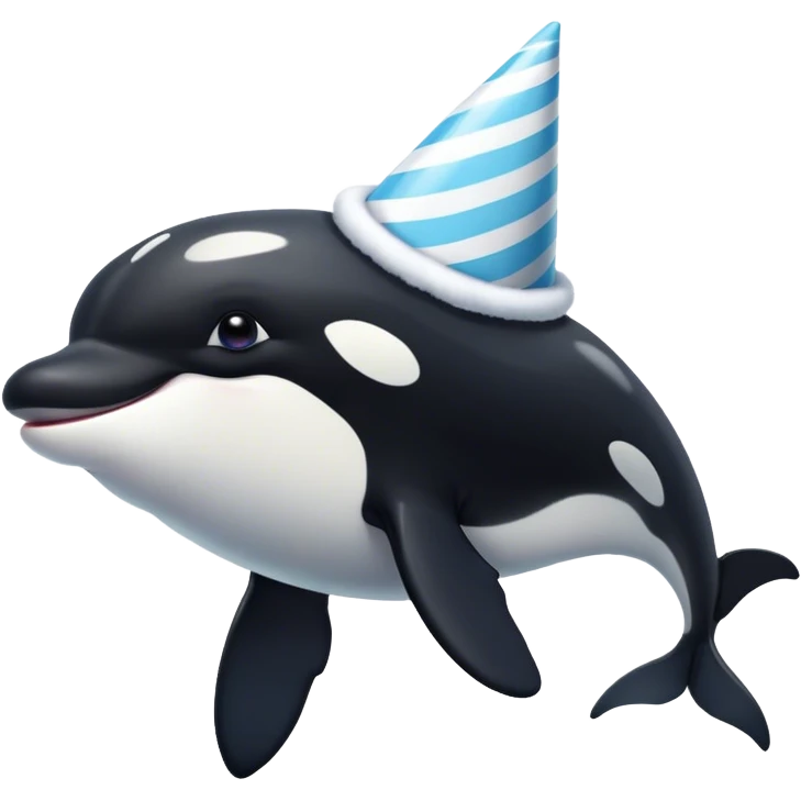Orca with a birthday hat emoji