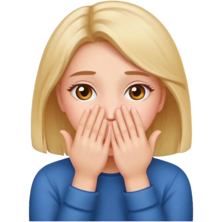 fille qui rougis et se cache la tête avec ses mains emoji