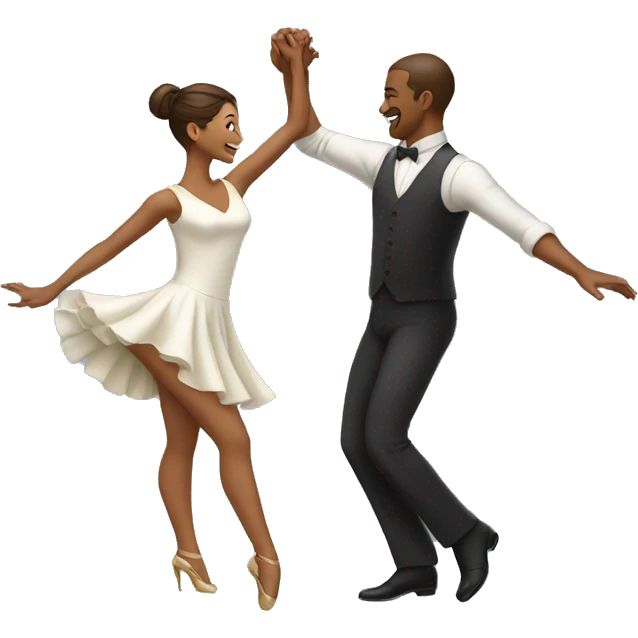 Dancing woman with a dancing man emoji