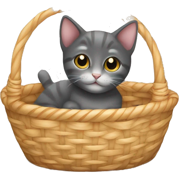 Kitten curled up in a basket emoji