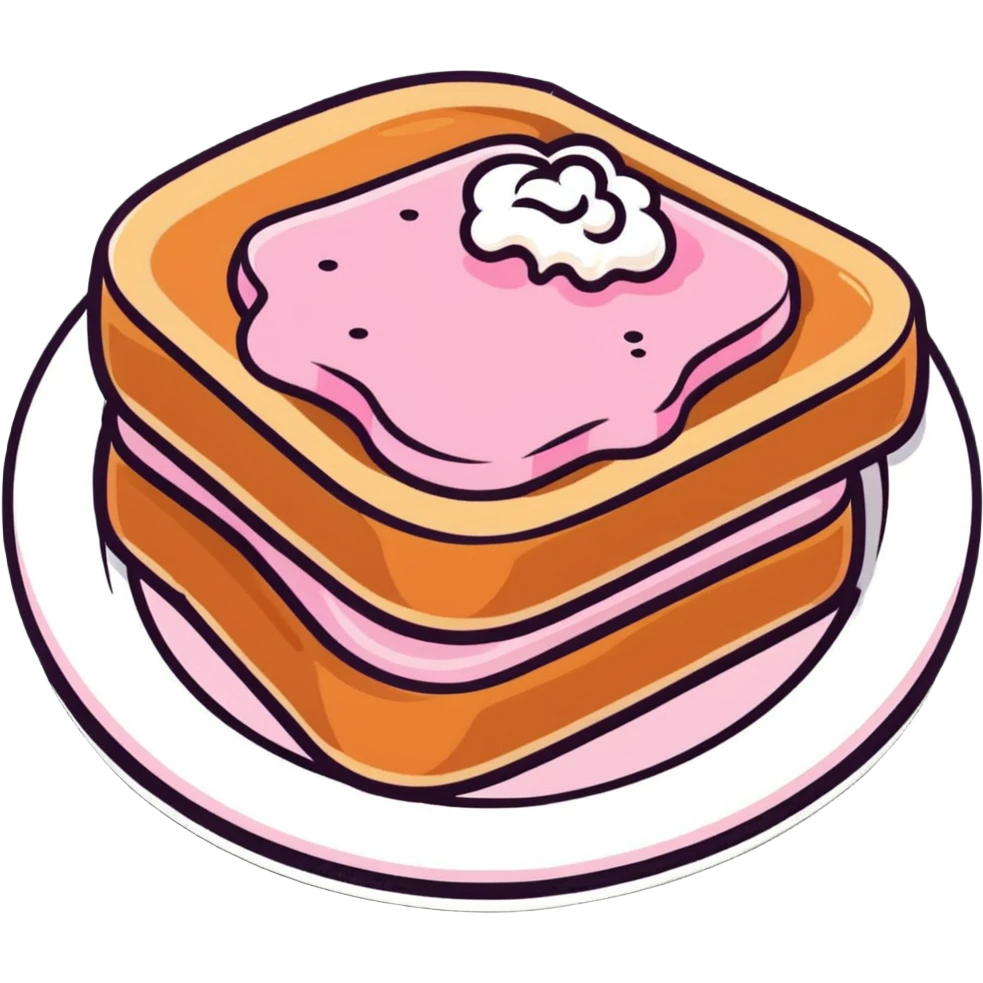 cute pink french toast with powdered sugar emoji