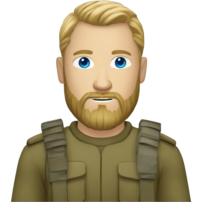 ukrainian military man with blonde with a beard and blue eyes who looks like ragnar lodbrok emoji
