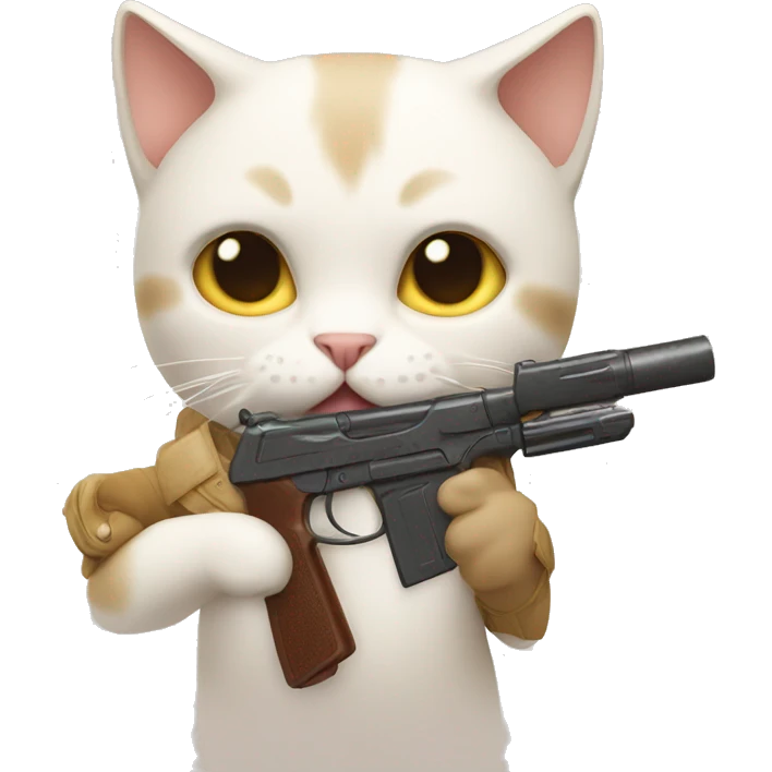 Beige white Cat with toy gun emoji