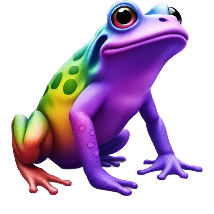 rainbow frog riding a purple dinosaur emoji