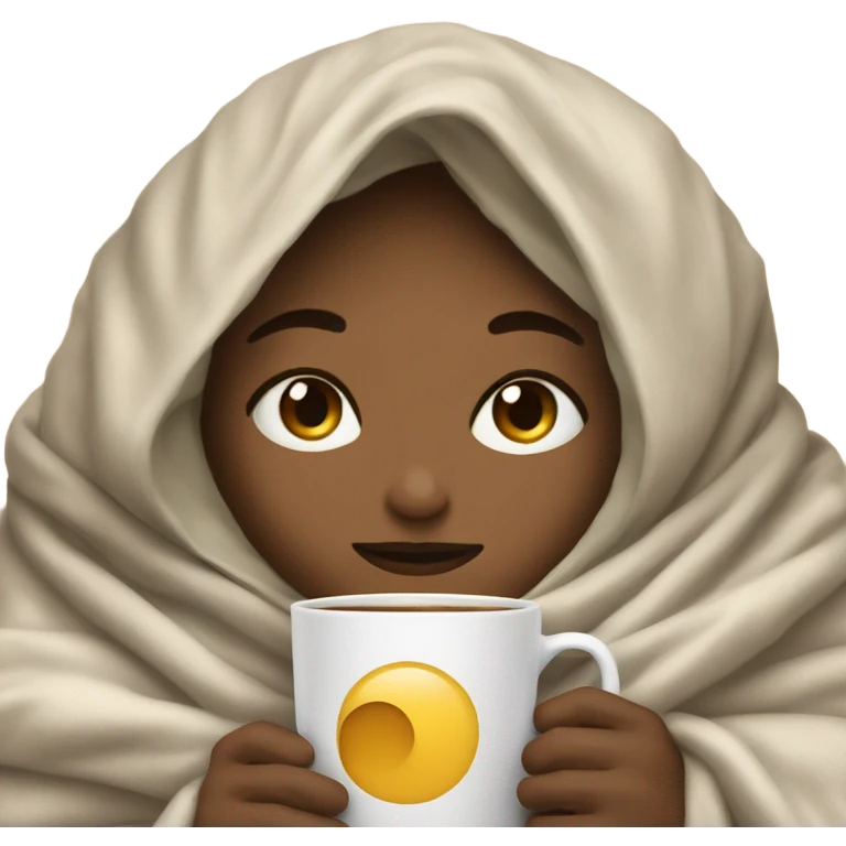 Light girl inside a blanket sipping coffee eyes closed emoji