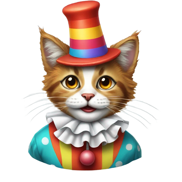 Cat dressed as a clown emoji