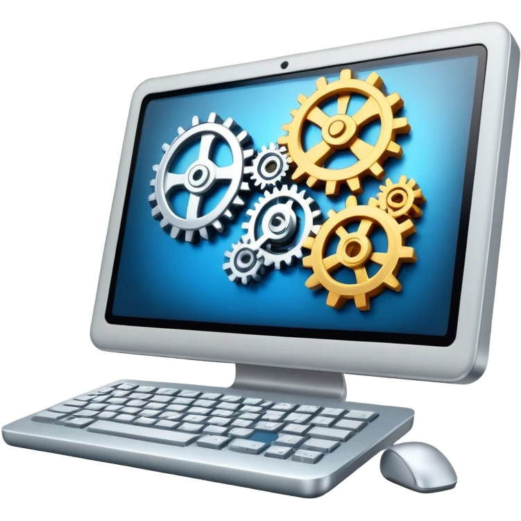 computer with gears representing technology systems in a company emoji