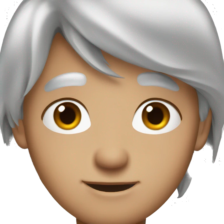 a silver haired emoji with brown eyes emoji