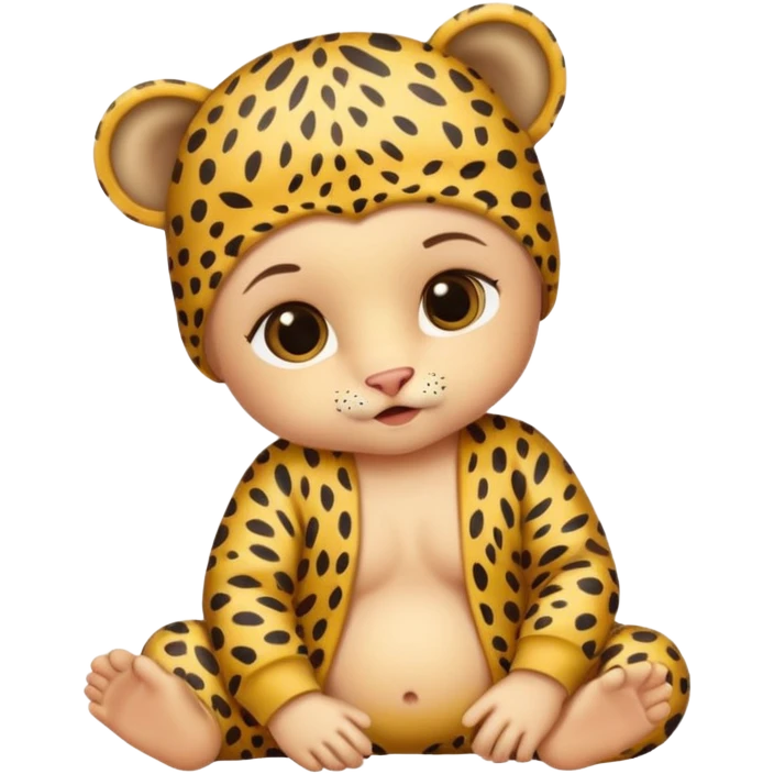 human baby with leopard patterned clothes emoji