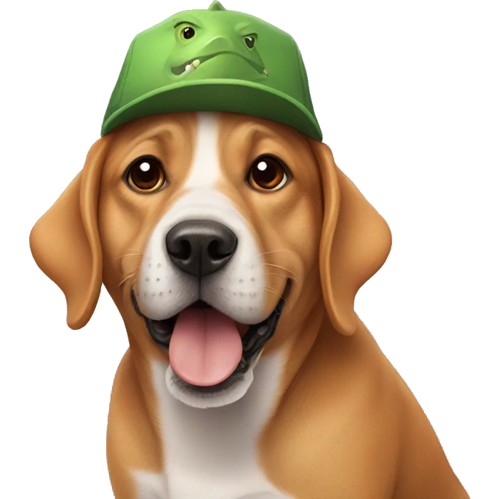 Dog wearing a dinosaur hat emoji