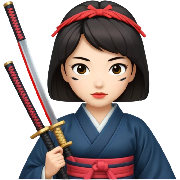 lady samurai holds katana japanese traditional clothing emoji