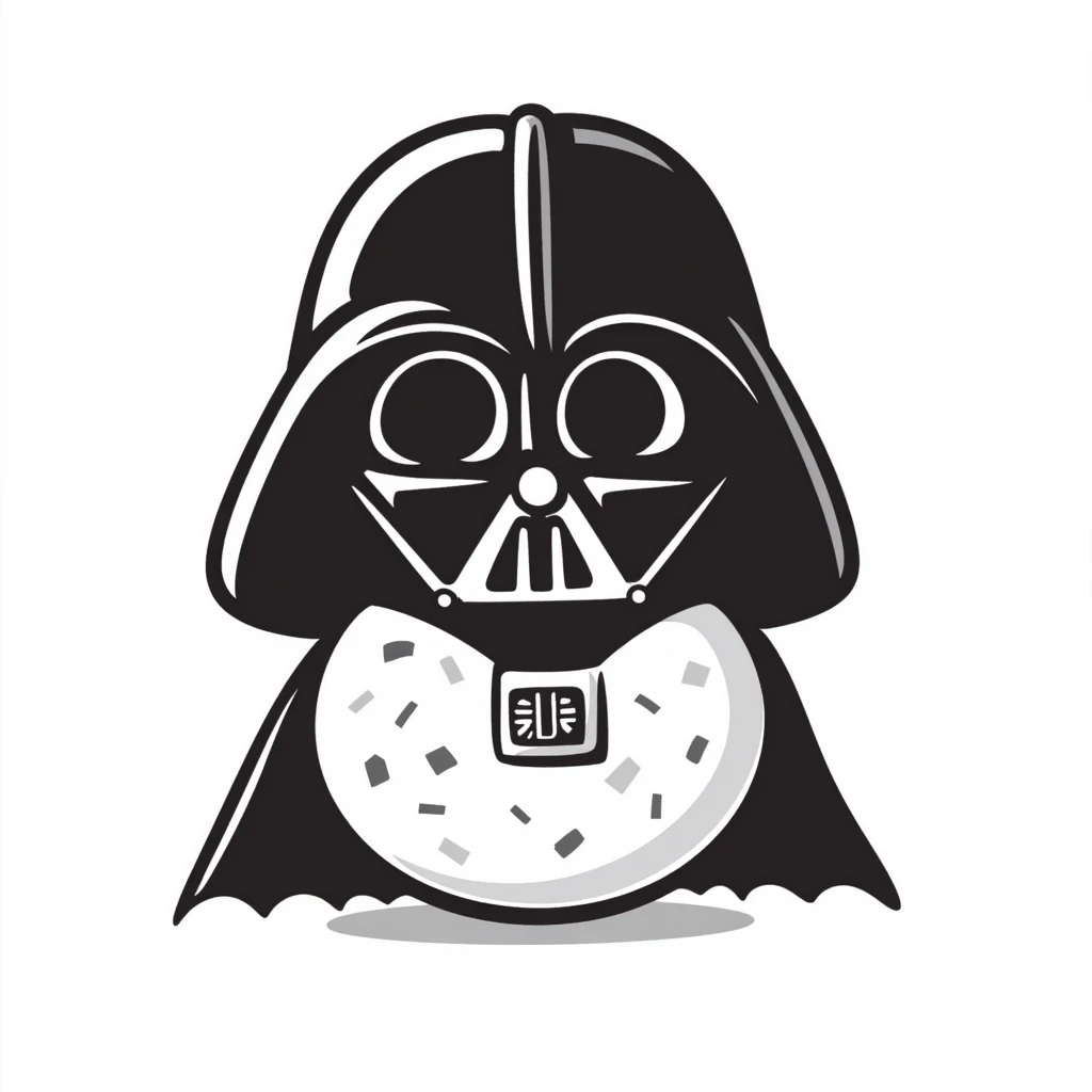 Oreo cookie dressed as Darth Vader with black helmet, cape and breathing apparatus emoji