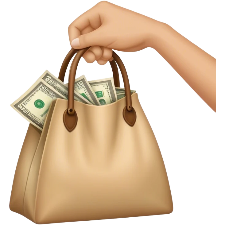 a hand holding a bag of money emoji