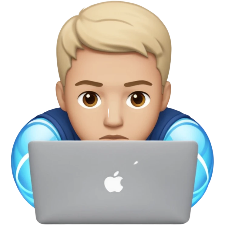 a man behind mackbook emoji