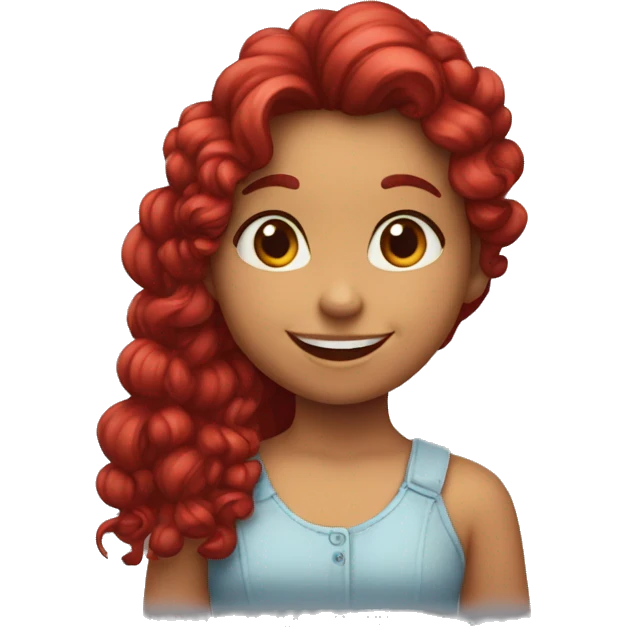Niña de pelo rojo rizado sonriendo  emoji