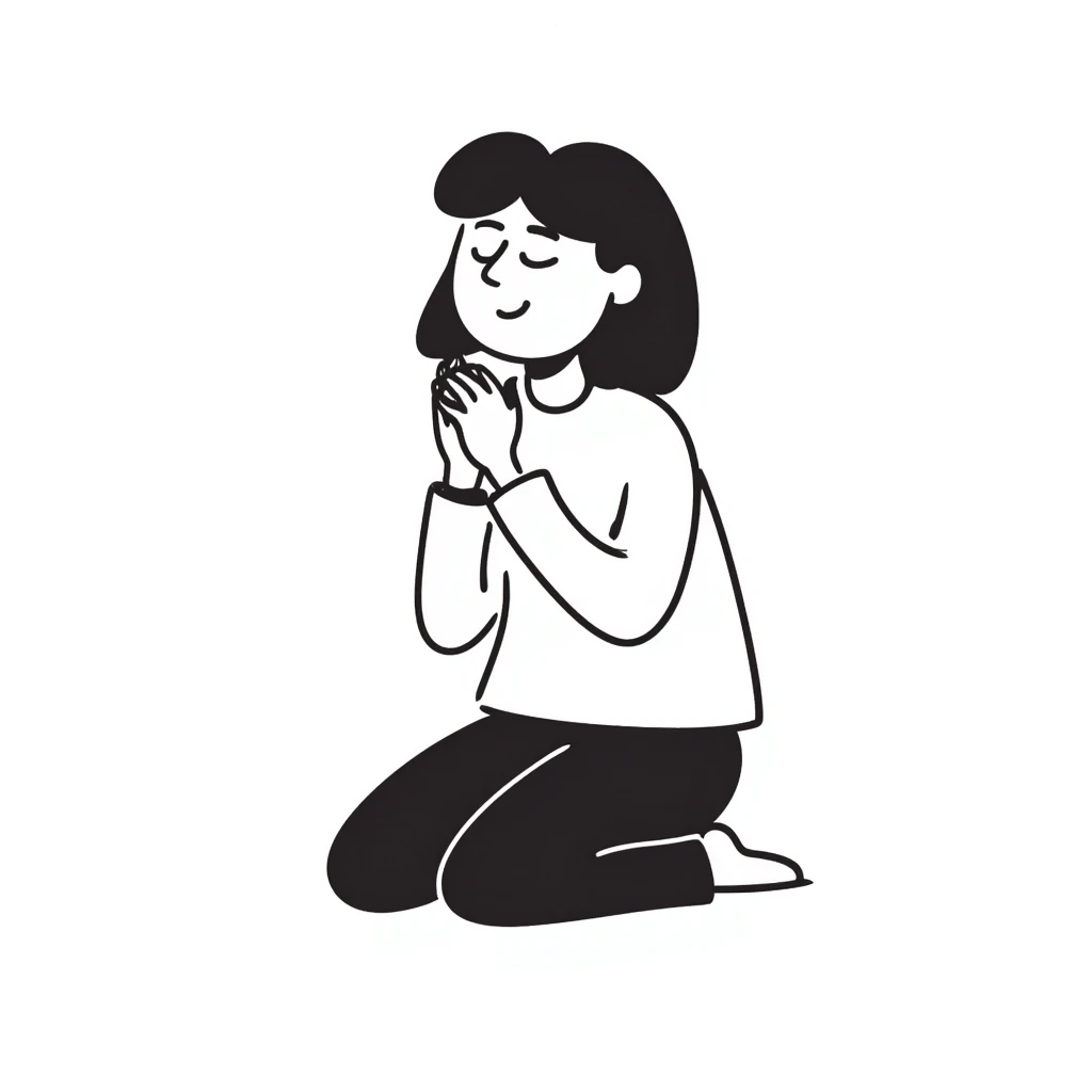 simple line hand-drawn doodle of a person praying emoji