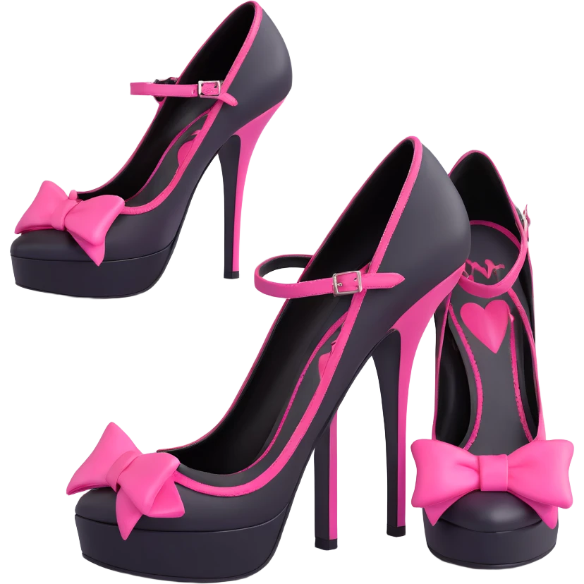 BLACKPINK-inspired gothic shoes, no hearts, black and pink, cute  emoji