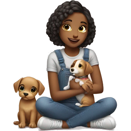 Cute girl haggling a puppy  emoji