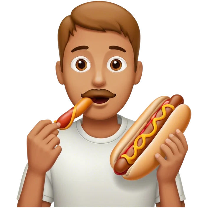 Guy holding a hotdog to his mouth emoji