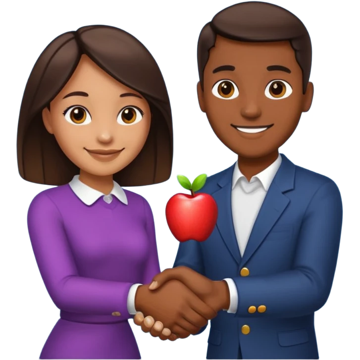 a man and a girl shaking hands, one with darker skin and one with lighter skin, apple emoji style emoji