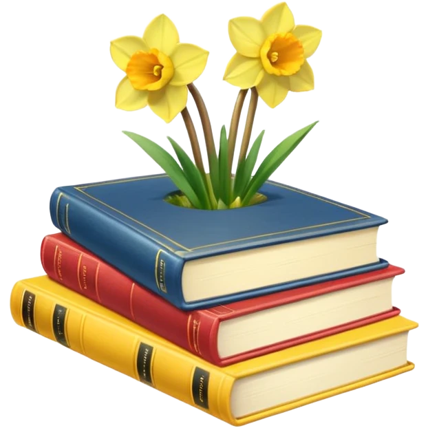 Yellow books + flowers narcissus  emoji