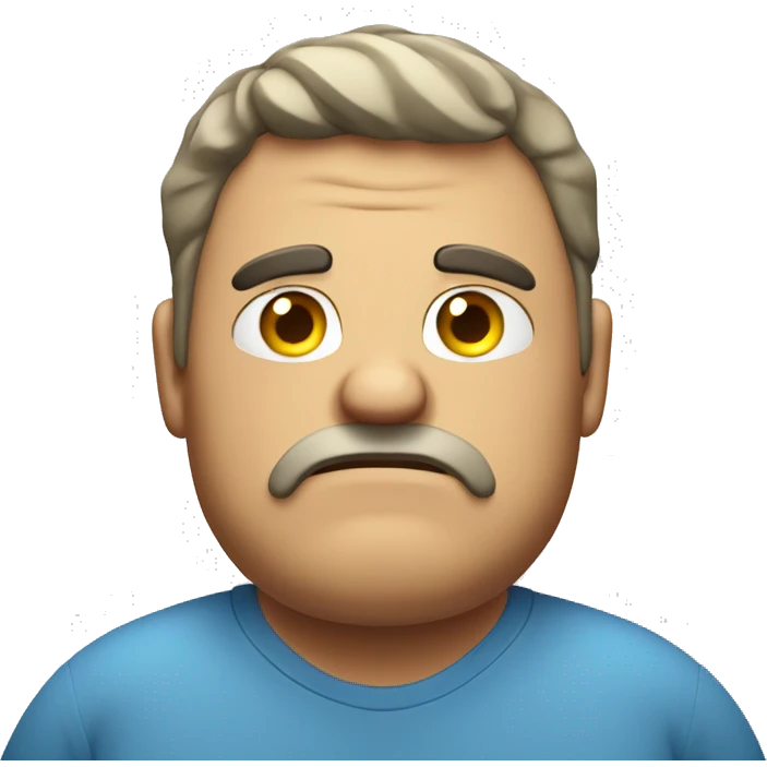 full body fat man looking disappointed at viewer emoji